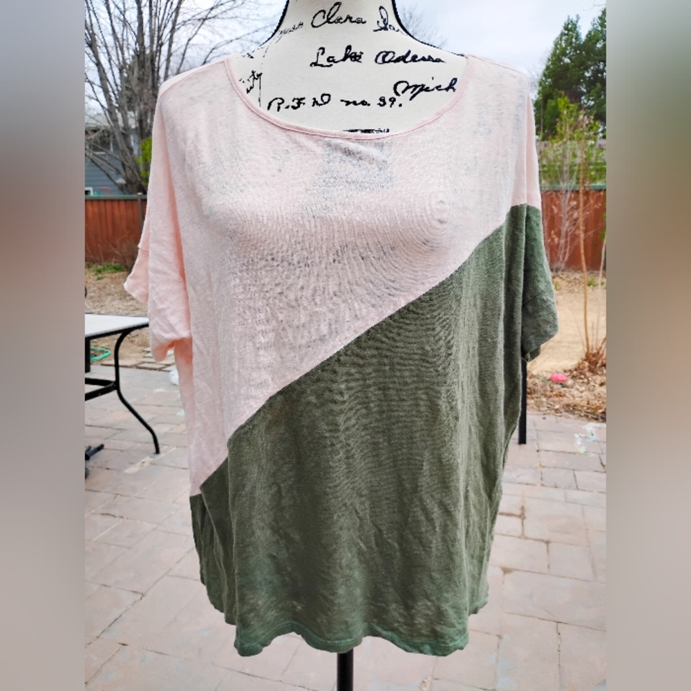 Colorblock Women's Top - Pink and Green